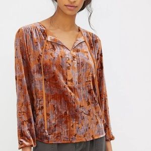 NWT Anthropologie Faustine Velvet Peasant Blouse